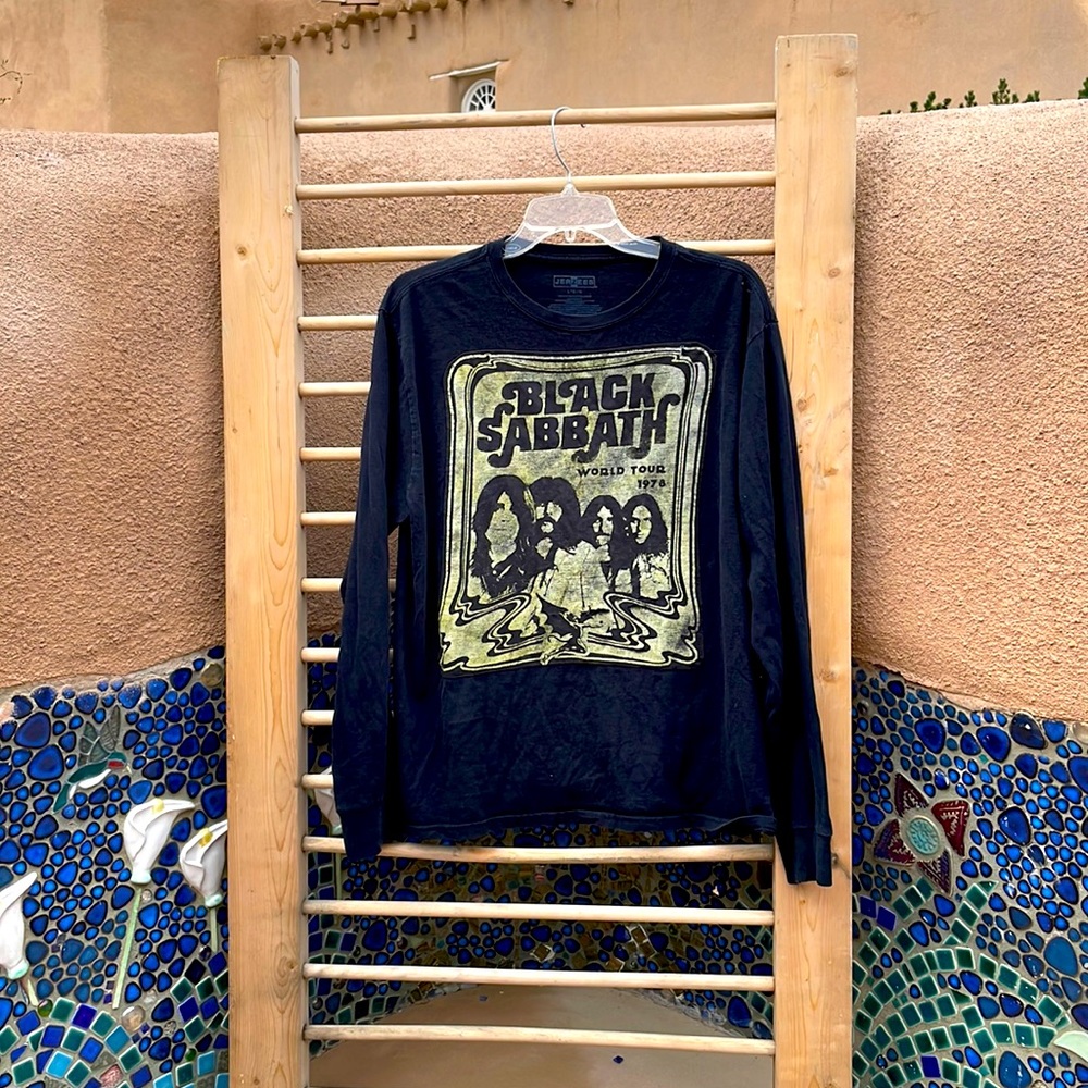 Original '76 Black Sabbath world tour t-shirt decal upcycle long sleeve black